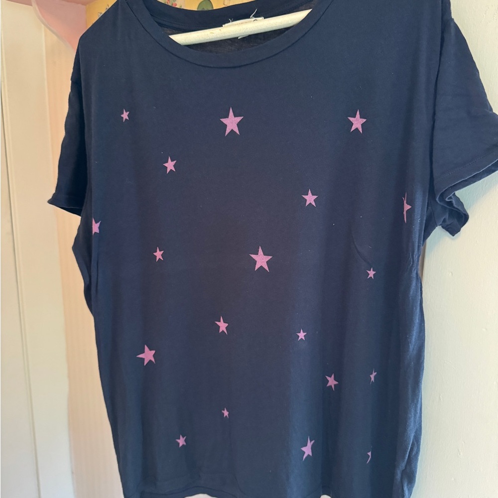 Sundry Navy Tee with Pink Stars